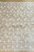Corded Chantilly French Lace: White Allover Rose Bloom with Eyelash Scalloped Border, 3 Meters