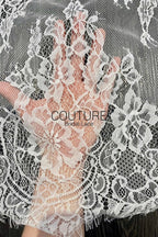 Lace Trim: Ivory Delicate Floral Botanical Medallion with Scalloped Eyelash Fringe Double Scalloped Edge, 3 Meters