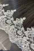 Lace Trim: Ivory Delicate Floral Scrollwork with Scalloped Floral Edge Border, 3 Meters