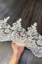 Lace Trim: Ivory Delicate Floral Scrollwork with Scalloped Floral Edge Border, 3 Meters