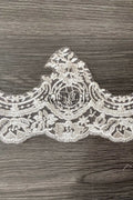 Lace Trim: Ivory Delicate Floral Vine Scroll with Scalloped Botanical Edge Border, 1 Meter