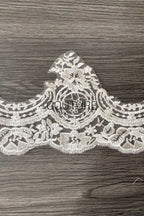 Lace Trim: Ivory Delicate Floral Vine Scroll with Scalloped Botanical Edge Border, 1 Meter