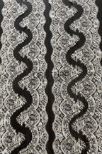 Lace Trim: Ivory Delicate Floral Vine Scroll with Scalloped Botanical Edge Border, 1 Meter