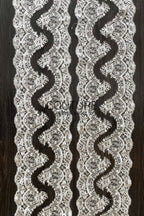 Lace Trim: Ivory Delicate Floral Vine Scroll with Scalloped Botanical Edge Border, 1 Meter