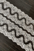 Lace Trim: Ivory Delicate Floral Vine Scroll with Scalloped Botanical Edge Border, 1 Meter