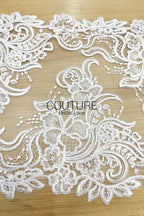 Lace Trim: Ivory Delicate Floral Scrollwork with Scalloped Ornate Floral Edge Design, 1 Meter