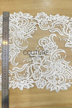 Lace Trim: Ivory Delicate Floral Scrollwork with Scalloped Ornate Floral Edge Design, 1 Meter