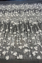 Beadings Lace: 3D Floral Beaded Embellishment, 1 Meter