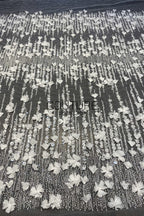 Beadings Lace: 3D Floral Beaded Embellishment, 1 Meter