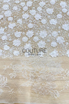 Beadings Lace: 3D Floral Beaded Trim, 1 Meter