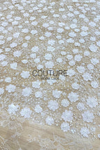 Beadings Lace: 3D Floral Beaded Trim, 1 Meter