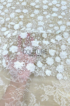 Beadings Lace: 3D Floral Beaded Trim, 1 Meter