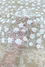 Beadings Lace: 3D Floral Beaded Trim, 1 Meter