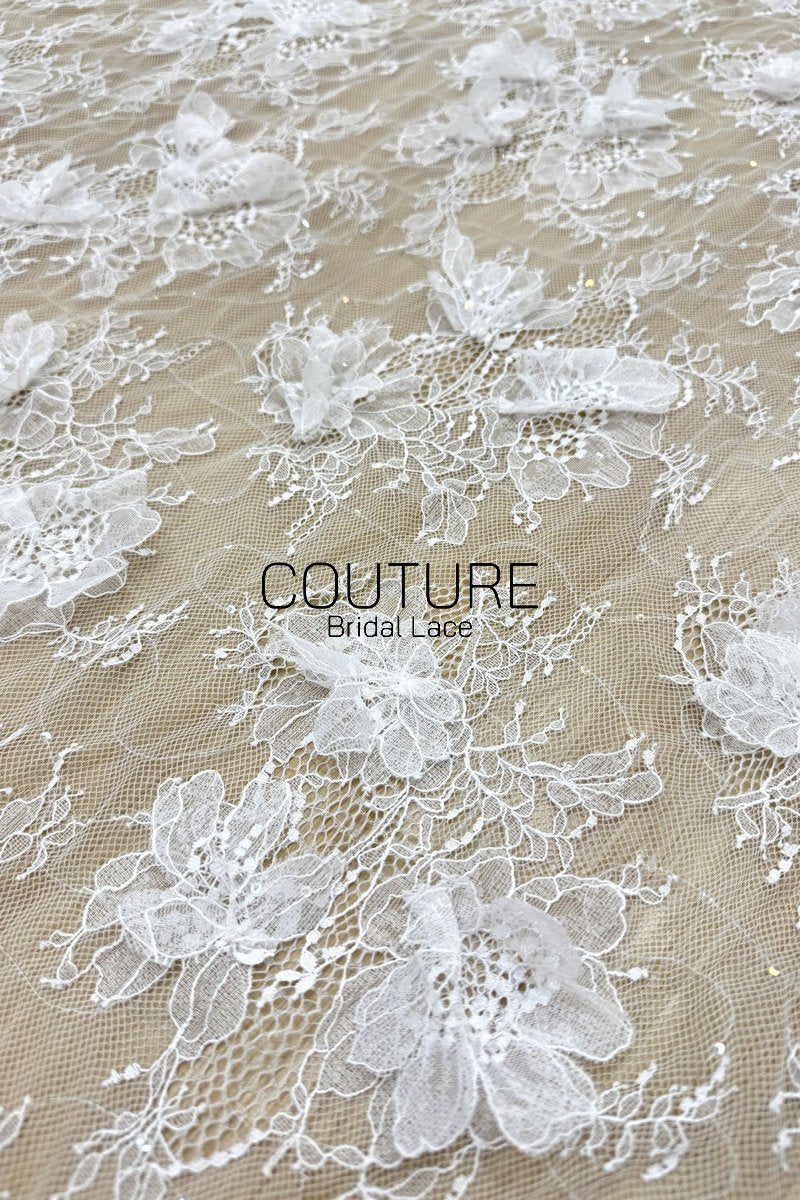 Beadings Lace: 3D Floral Beaded Embellishment, 1 Meter