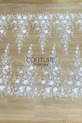 Beadings Lace: 3D Floral Beaded Applique, 1 Meter