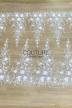 Beadings Lace: 3D Floral Beaded Applique, 1 Meter
