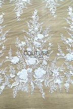 Beadings Lace: 3D Floral Beaded Applique, 1 Meter