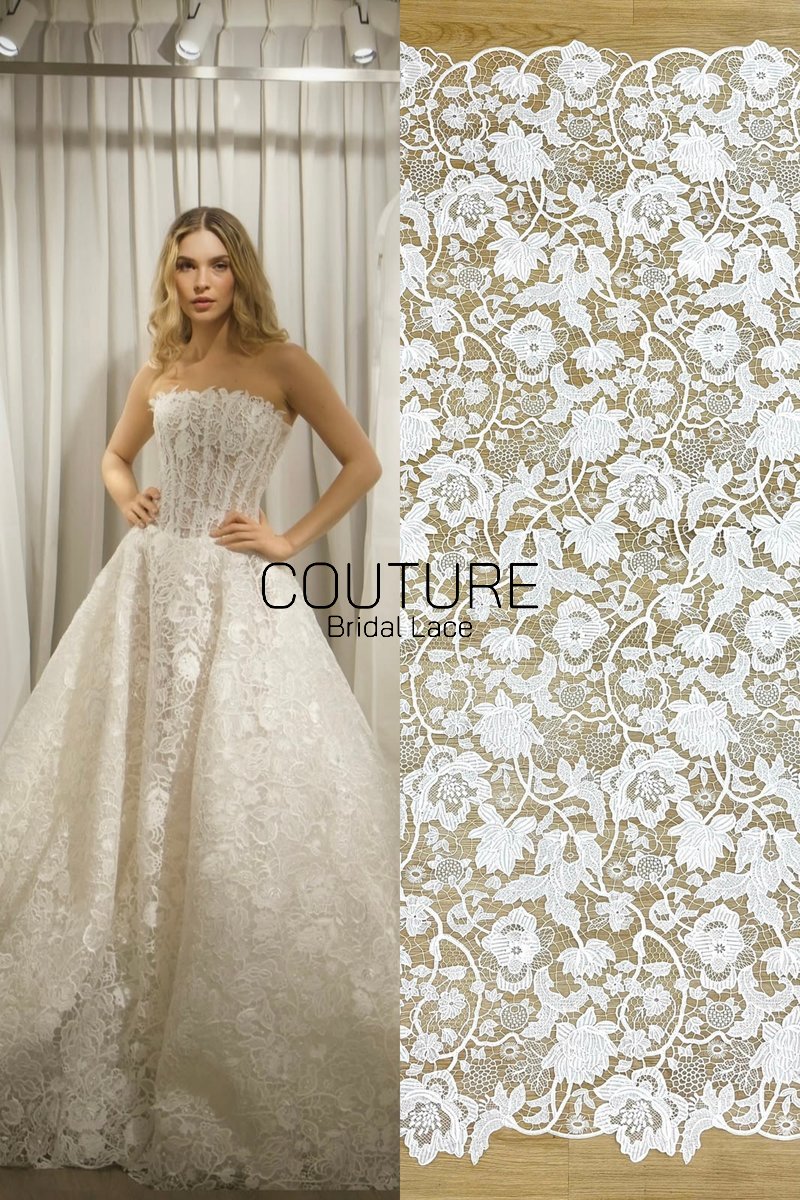 Floral Lace: Ornate Floral Vine with Scalloped Border, 3 Meters