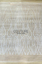 Beadings Lace: White Cascading Vertical Branch Pattern with Dense Pearl Beaded Wavy Strands, 3 Meters
