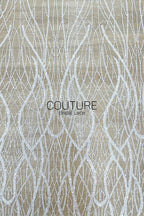 Beadings Lace: White Cascading Vertical Branch Pattern with Dense Pearl Beaded Wavy Strands, 3 Meters
