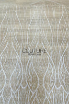 Beadings Lace: White Cascading Vertical Branch Pattern with Dense Pearl Beaded Wavy Strands, 3 Meters