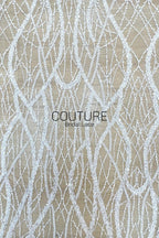 Beadings Lace: White Cascading Vertical Branch Pattern with Dense Pearl Beaded Wavy Strands, 3 Meters