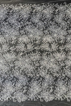 Beadings Lace: Ivory Ornate Floral Scrollwork with Scalloped Beaded Floral Edge Detail, 3 Meters