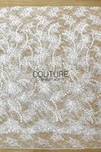 Beadings Lace: Ivory White Botanical Floral Vine with Densely Beaded Scalloped Floral Edge, 3 Meters