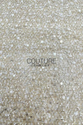 Beadings Lace: Ivory Delicate Allover Floral Scatter with Subtle Scalloped Lace Edge Border, 3 Meters