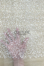 Beadings Lace: Ivory Delicate Allover Floral Scatter with Subtle Scalloped Lace Edge Border, 3 Meters
