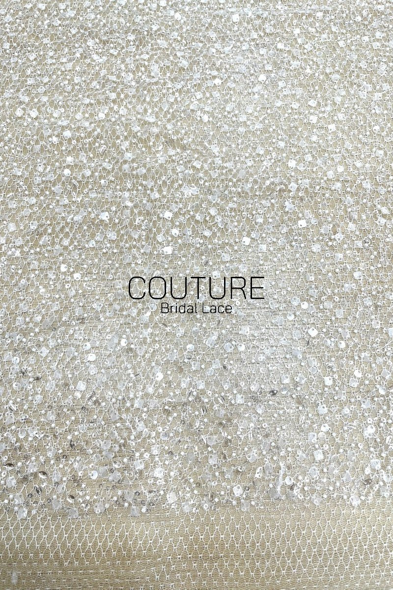 Beadings Lace: Ivory Delicate Allover Floral Scatter with Subtle Scalloped Lace Edge Border, 3 Meters