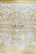 Beadings Lace: Ivory Ornate Baroque Medallion with Intricate Scalloped Floral Diamond Edge, 3 Meters