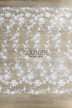 Beadings Lace: White Floral Embroidered Pattern with Scalloped Floral Edge Border, 3 Meters