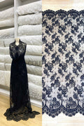 Color Lace: Floral Vine Scatter with Scalloped Eyelash Lace Border Edge, 3 Meters