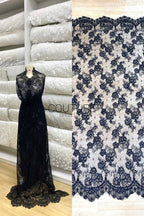Color Lace: Floral Vine Scatter with Scalloped Eyelash Lace Border Edge, 3 Meters