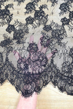 Color Lace: Floral Vine Scatter with Scalloped Eyelash Lace Border Edge, 3 Meters