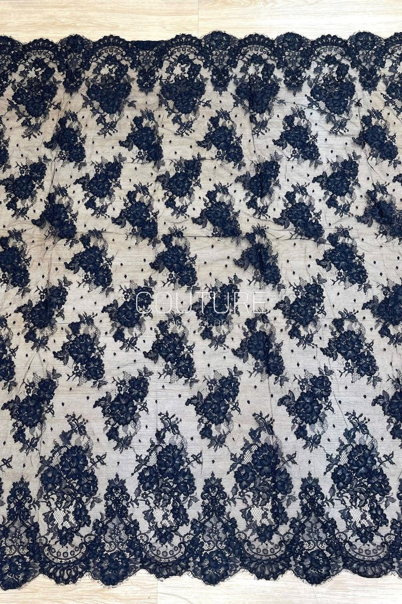 Color Lace: Floral Vine Clusters with Intricate Scalloped Floral Lace Edge, 3 Meters