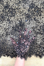 Color Lace: Floral Spray Pattern with Scalloped Eyelash Fringe Borders, 3 Meters