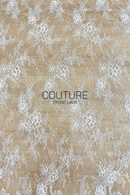 Corded Chantilly French Lace: White Featherweight Scattered Floral Spray with Scroll Border, 3 Meters