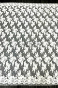 Corded Chantilly French Lace: White Dense Cascading Floral Columns with Loop Scalloped Border, 3 Meters