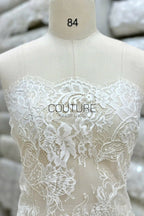 Beaded Chantilly Lace: White Intricate Floral Vine Clusters with Scalloped Floral Medallion Edge Border, 3 Meters