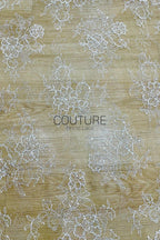 Beaded Chantilly Lace: Ivory Floral Bouquet Clusters with Delicate Scalloped Eyelash Fringe Edge, 3 Meters