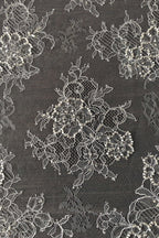 Beaded Chantilly Lace: Ivory Floral Bouquet Clusters with Delicate Scalloped Eyelash Fringe Edge, 3 Meters