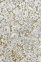 Sequins Chantilly Lace: White Scattered Floral Design with Sequins with Ornate Scalloped Floral Eyelash Border, 3 Meters