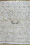 Corded Chantilly French Lace: White Floral Wreath Medallion with Eyelash Scalloped Border, 3 Meters