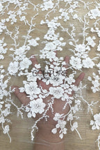 Floral Lace: Dense Allover Floral with Scalloped Border, 3 Meters