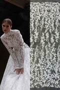Floral Lace: Scattered Floral Clusters with Scalloped Border, 3 Meters