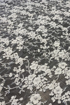 Floral Lace: Ivory Cascading Floral Vine Blossoms with Scalloped Eyelash Fringe Hemline Edge, 1 Meter