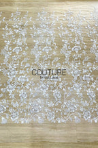 Floral Lace: Dense Allover Floral Clusters with Scalloped Border, 3 Meters