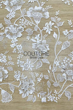 Floral Lace: Dense Allover Floral Clusters with Scalloped Border, 3 Meters